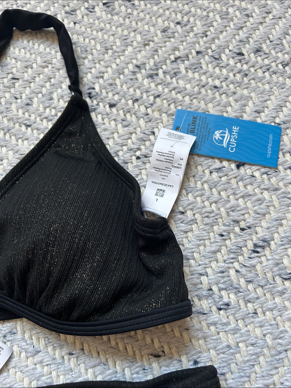 Cupshe Black Sparkle Triangle Bikini Set (L) - Picture 7 of 11